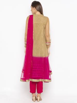 Beige Embroidered Faux Net Salwar 3