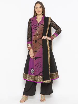 Purple Embroidered Georgette Salwar 1