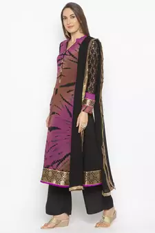 Purple Embroidered Georgette Salwar