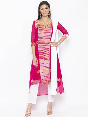 Pink Embroidered Georgette Salwar 1