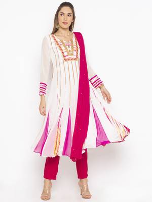 Off White Embroidered Georgette Salwar 1