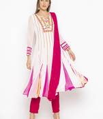 Off White Embroidered Georgette Salwar