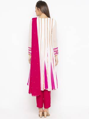Off White Embroidered Georgette Salwar 3