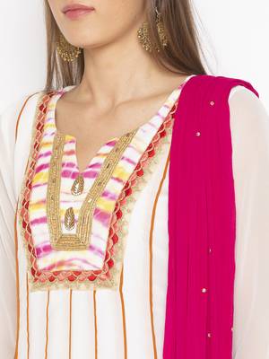 Off White Embroidered Georgette Salwar 4
