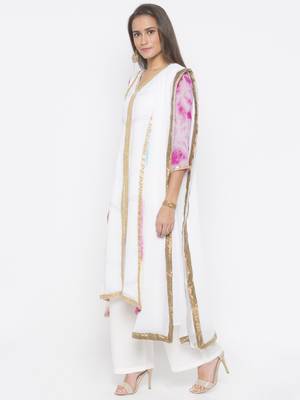 Off White Embroidered Georgette Salwar 2