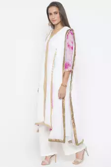 Off White Embroidered Georgette Salwar
