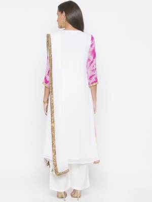 Off White Embroidered Georgette Salwar 3
