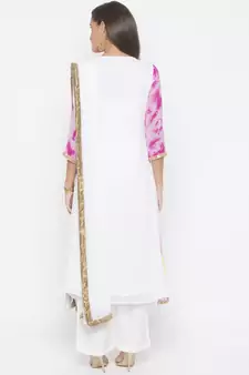 Off White Embroidered Georgette Salwar