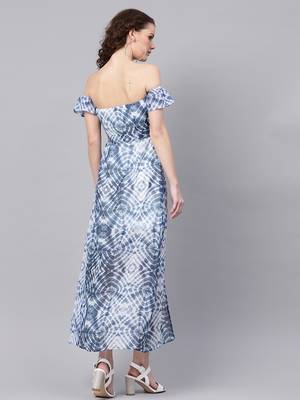 Blue & White Tube Maxi with Sleeves 3