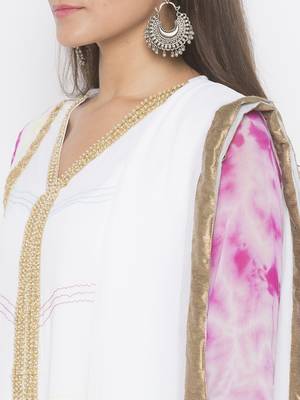 Off White Embroidered Georgette Salwar 4