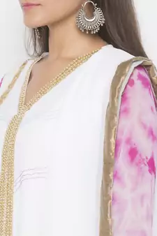 Off White Embroidered Georgette Salwar