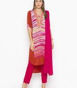 Brown Embroidered Faux Crepe Salwar