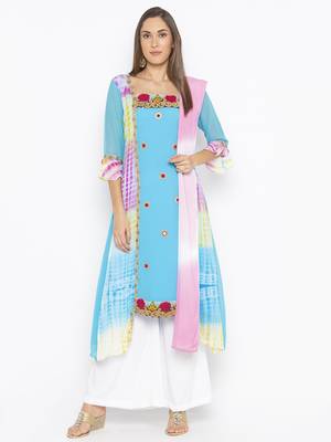 Blue Embroidered Georgette Salwar 1