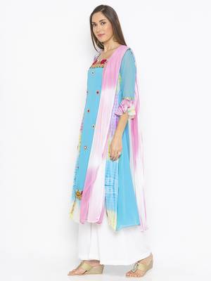Blue Embroidered Georgette Salwar 2