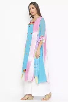Blue Embroidered Georgette Salwar