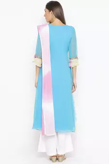 Blue Embroidered Georgette Salwar