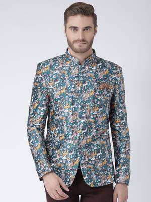 Multicolor Printed Polyester Stitched Men Blazers 1