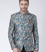 Multicolor Printed Polyester Stitched Men Blazers