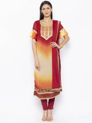 Maroon Embroidered Georgette Salwar 1