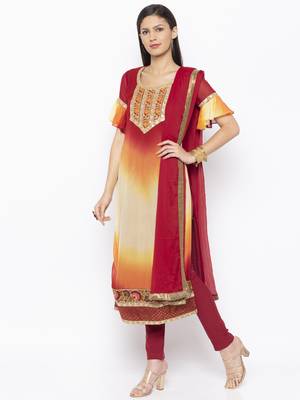 Maroon Embroidered Georgette Salwar 2
