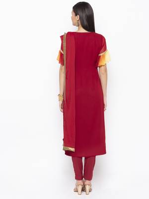 Maroon Embroidered Georgette Salwar 3