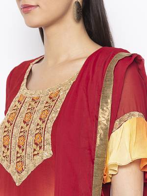 Maroon Embroidered Georgette Salwar 4