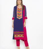 Dark Blue Embroidered Georgette Salwar