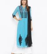 Blue Embroidered Georgette Salwar