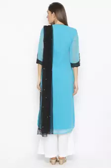 Blue Embroidered Georgette Salwar