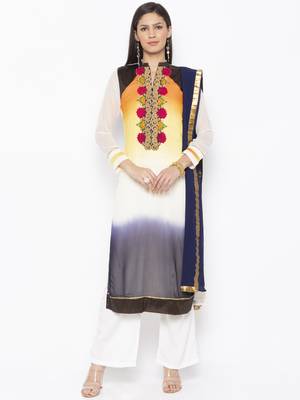 White Embroidered Georgette Salwar 1