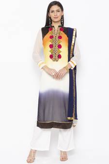 White Embroidered Georgette Salwar