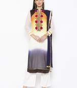 White Embroidered Georgette Salwar
