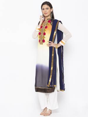 White Embroidered Georgette Salwar 2
