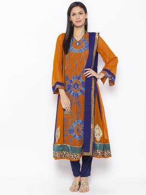 Mustard Embroidered Georgette Salwar 1