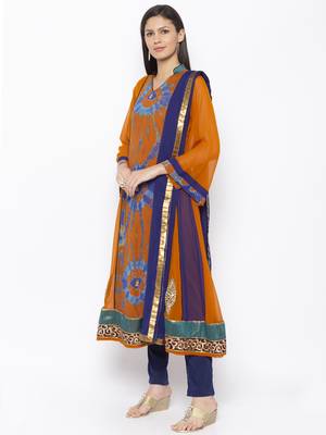Mustard Embroidered Georgette Salwar 2