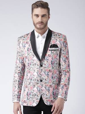 Multicolor Printed Polyester Stitched Men Blazers 1