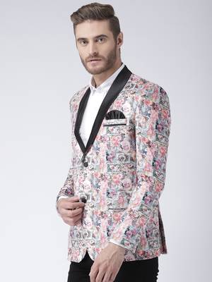 Multicolor Printed Polyester Stitched Men Blazers 3