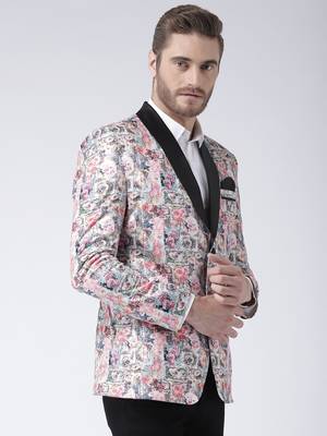 Multicolor Printed Polyester Stitched Men Blazers 4