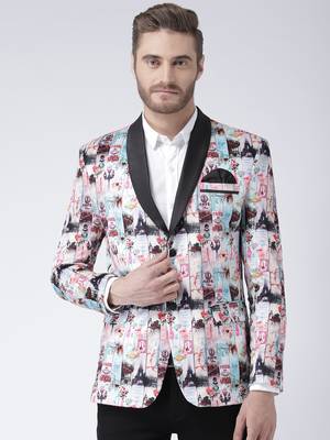 Multicolor Printed Polyester Stitched Men Blazers 1