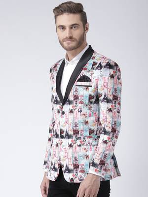 Multicolor Printed Polyester Stitched Men Blazers 3