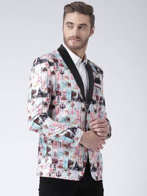 Multicolor Printed Polyester Stitched Men Blazers 4