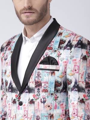 Multicolor Printed Polyester Stitched Men Blazers 6