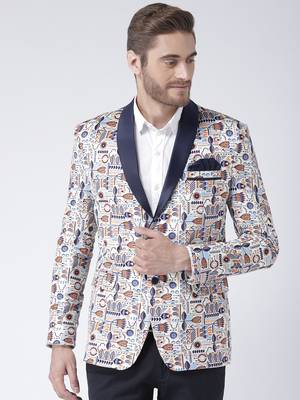 Multicolor Printed Polyester Stitched Men Blazers 1