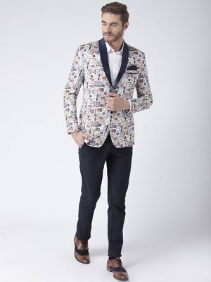 Multicolor Printed Polyester Stitched Men Blazers 2