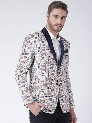 Multicolor Printed Polyester Stitched Men Blazers 3