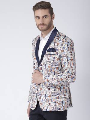 Multicolor Printed Polyester Stitched Men Blazers 4