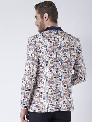 Multicolor Printed Polyester Stitched Men Blazers 5