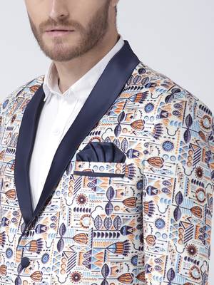 Multicolor Printed Polyester Stitched Men Blazers 6
