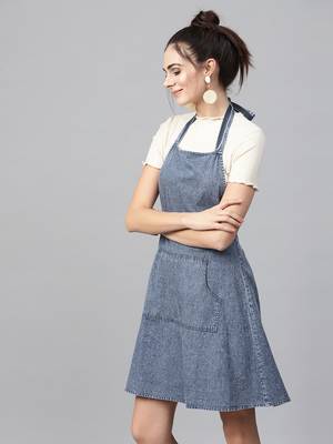 Blue Denim Acid Wash Apron Dress 2