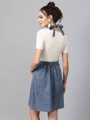 Blue Denim Acid Wash Apron Dress 3